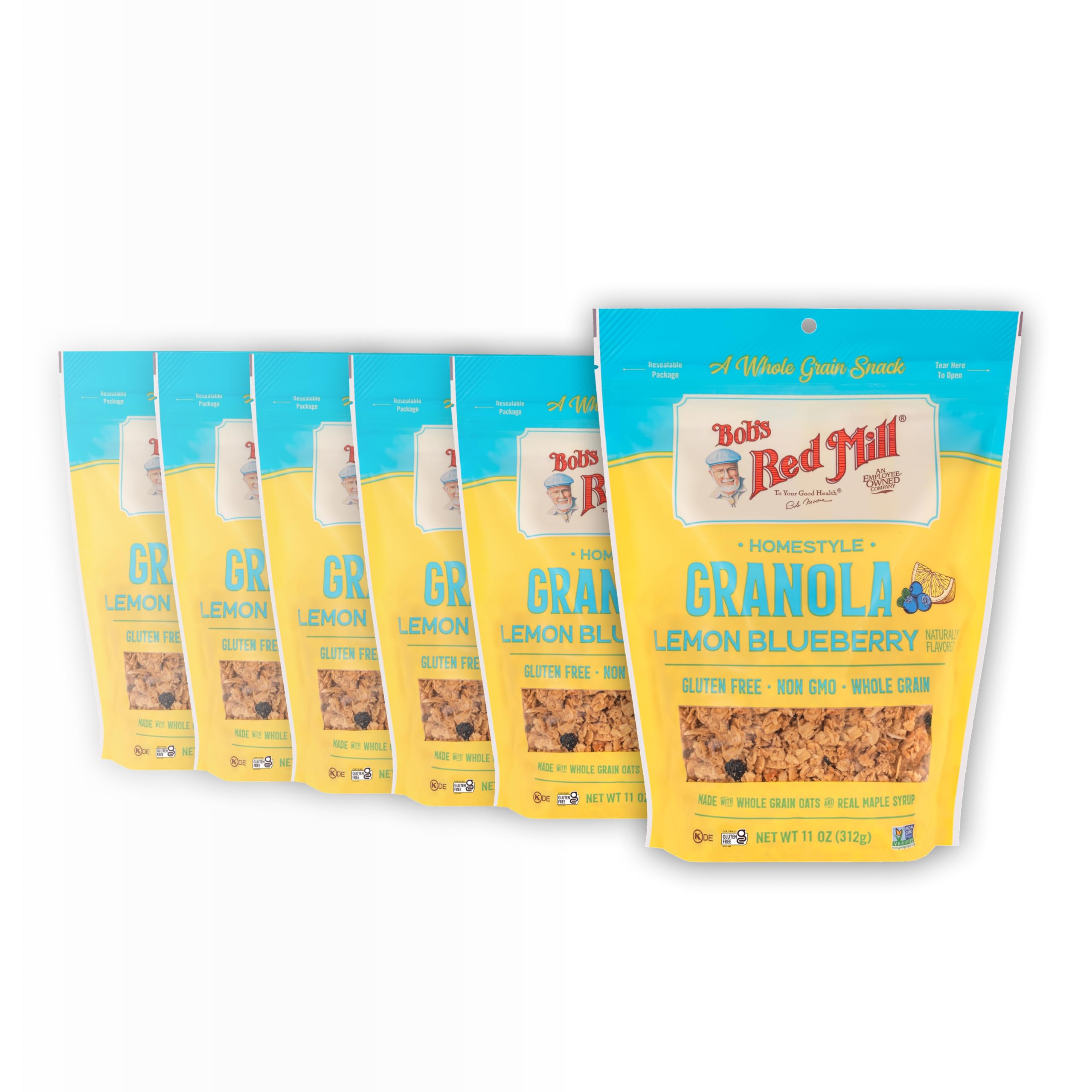 Bob's Red Mill Lemon Blueberry Granola, 11oz (Pack of 6) - Non GMO, Whole Grain, Kosher